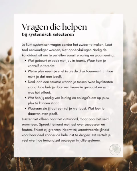Vragen die helpen bij systemisch selecteren